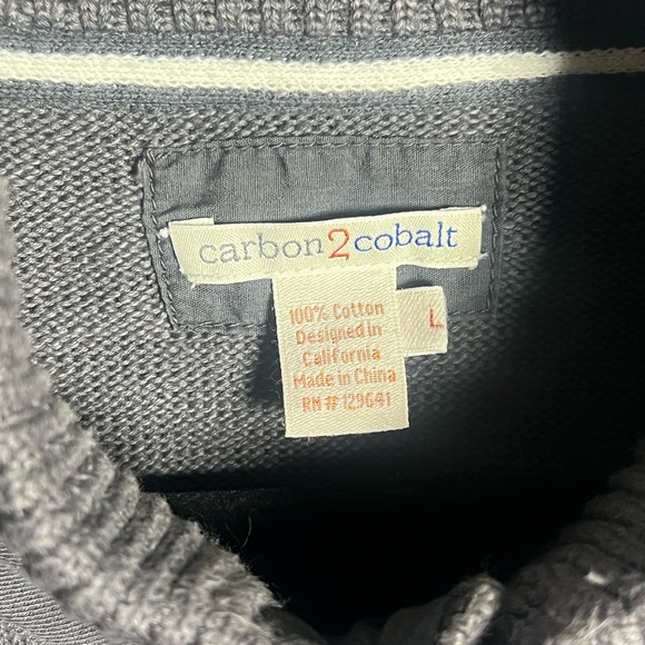 Carbon2Cobalt Charcoal Grey 3 Button Henley Thick Knit Pullover Sweater Basic - Picture 6 of 7